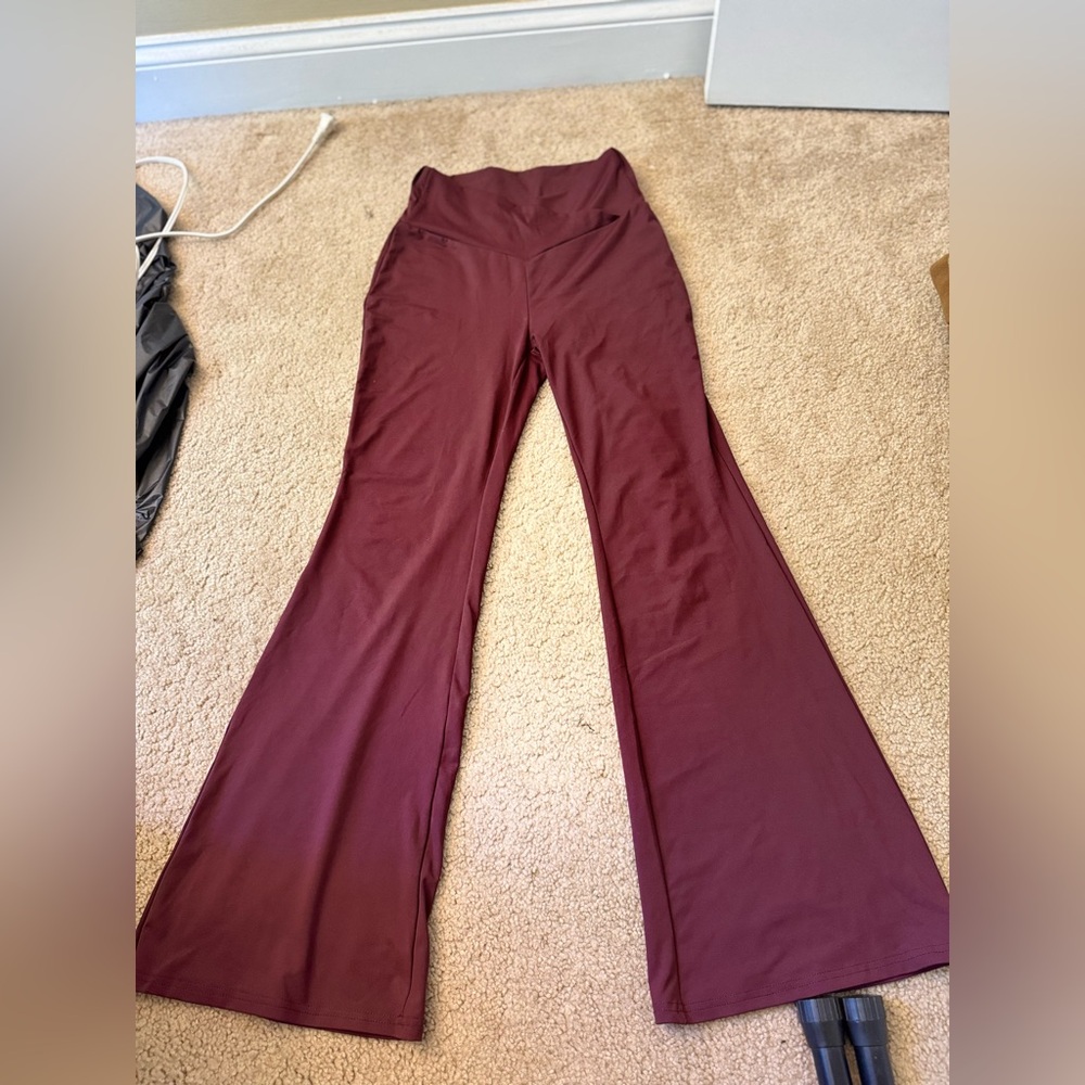 SHEIN Red Boot Cut Flare Pants